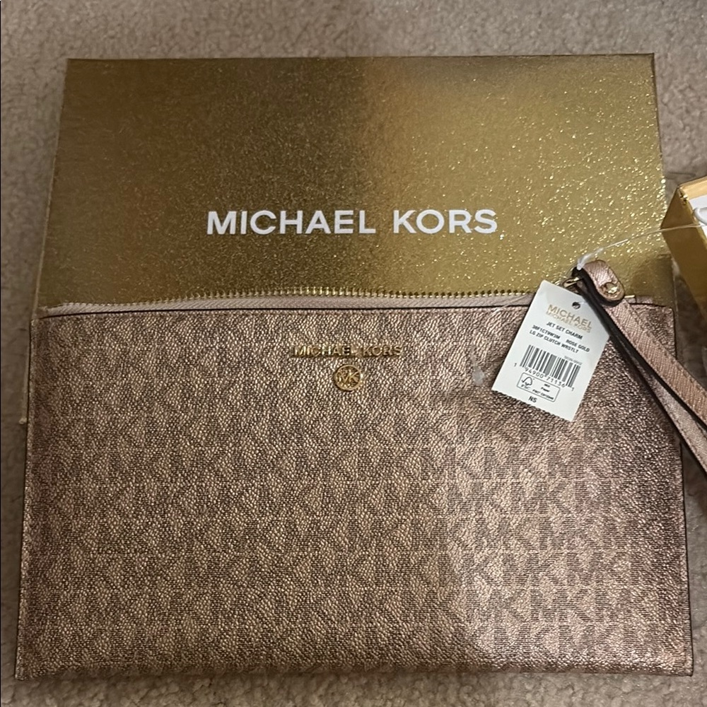 Michael Kors Metallic Rose Clutch